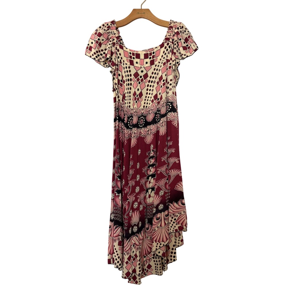 Printed Maxi Dress in Burgundy and Cream - Picture 6 of 12